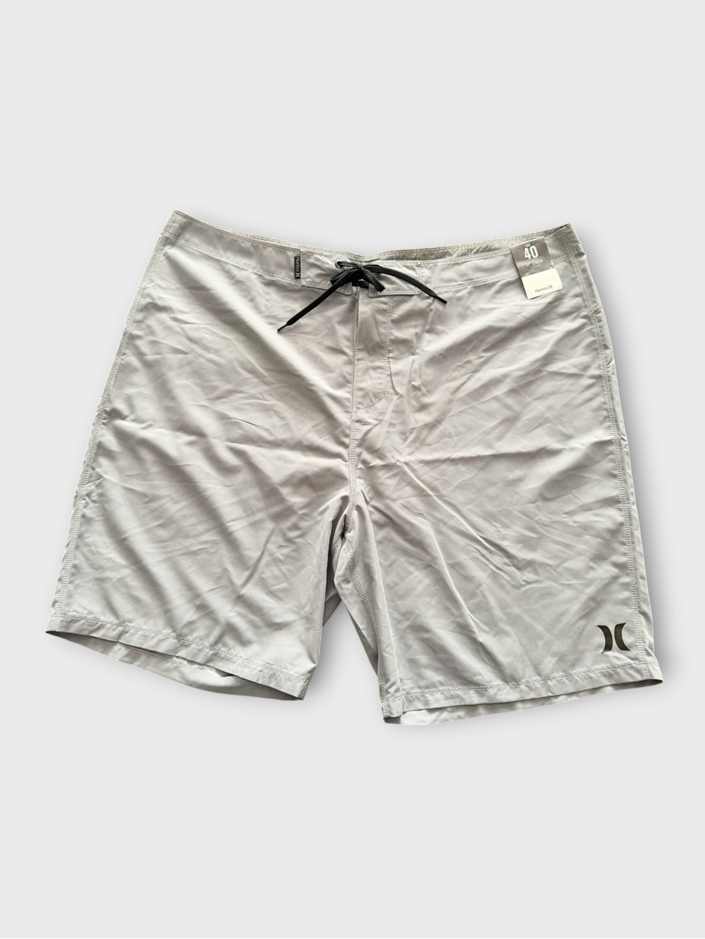Hurley Light Gray Swim Board Shorts with Black Drawstring